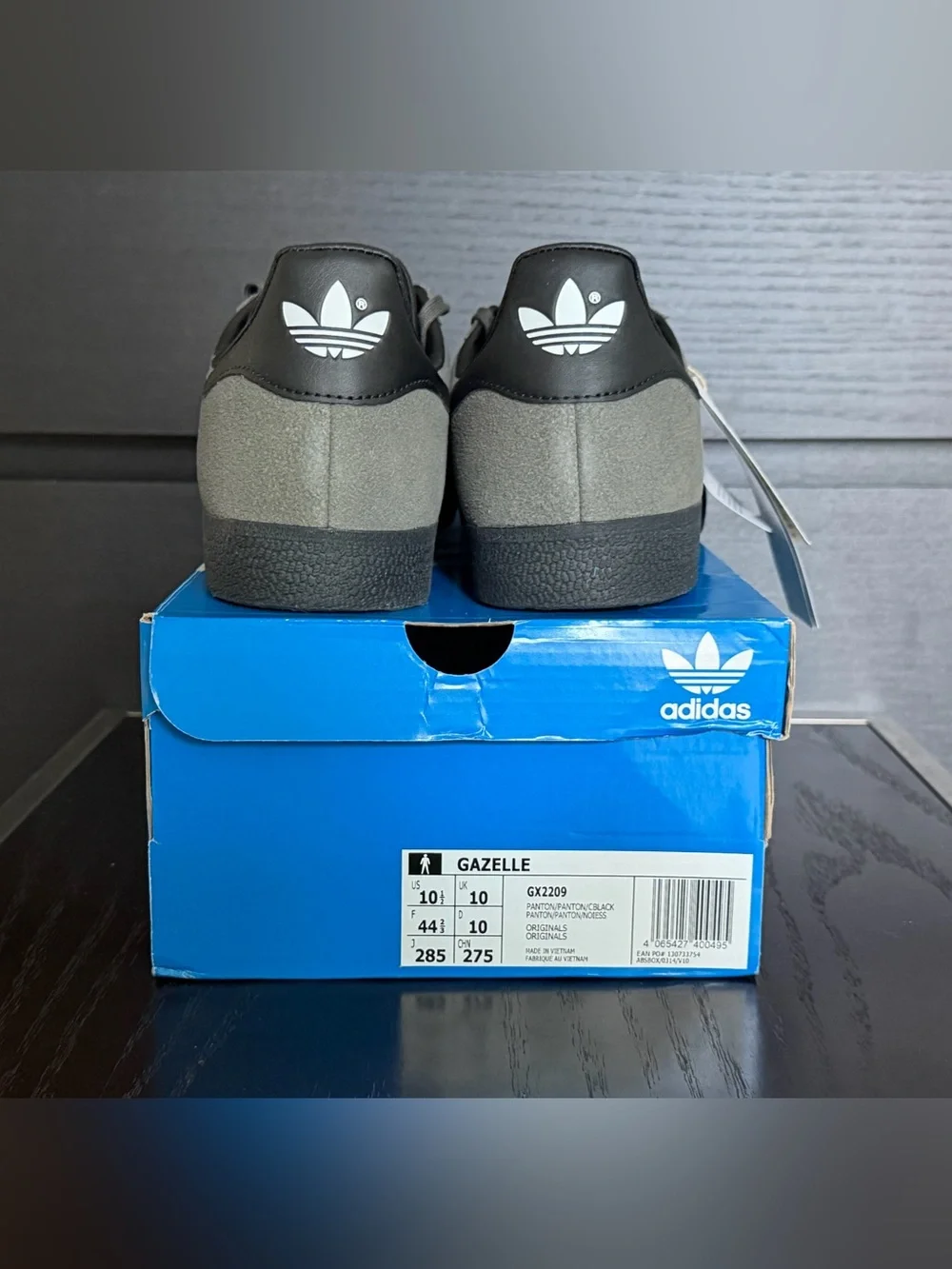 Adidas Gazelle Suede Sneakers in Grey with Mint Accents